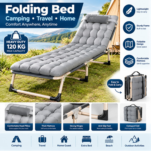 Folding camping bed portable - camping,