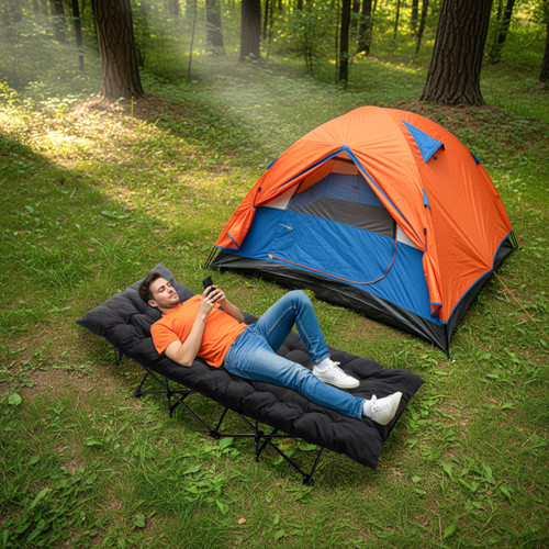 Folding camping cot bed - camping, w/