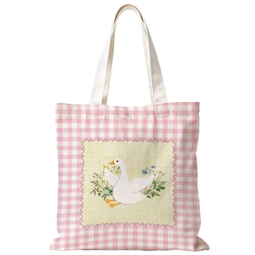 Pink checkered floral - checkered, goose